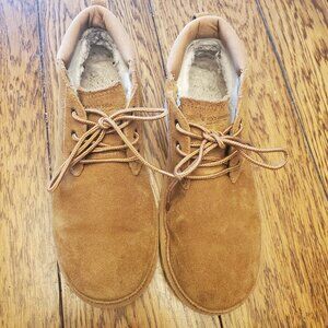 Men's Koolaburra by UGG Leather Beige Boots, Shoelace Tie, Size 8, Great Con!